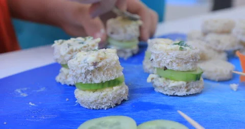 Cooking canapes in the kitchen at home Video stock 145955962