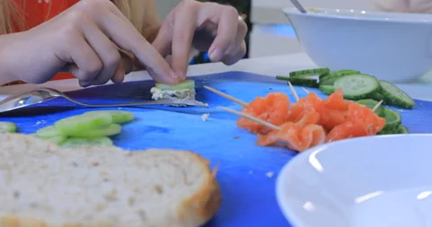 Cooking canapes in the kitchen at home Video stock 145956110