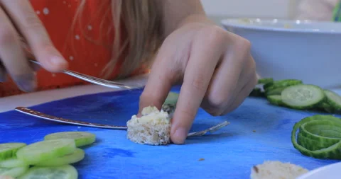 Cooking canapes in the kitchen at home Video stock 145956482