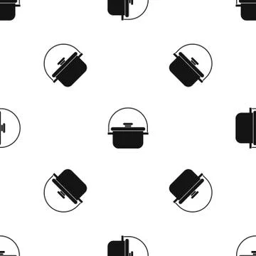 Cooking cauldron pattern seamless black Stock Illustration