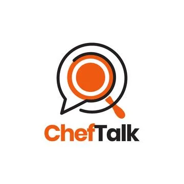 Cooking chef consulting talk chat modern minimal logo design vector Stock Illustration