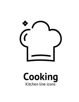 Cooking Chef Hat Sign Thin Line Icon Emblem Concept. Vector Illustrazione stock