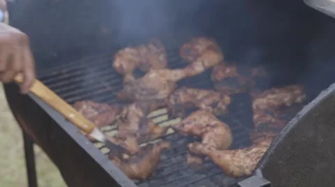 Cooking Chicken on a Grill Video stock 53435027