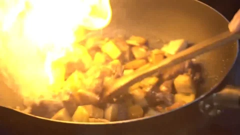 Cooking chop steak Stock Footage 127878080