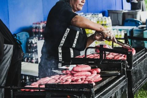 Cooking chorizos Stock Photos