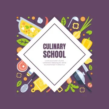Cooking Class Banner Template, Culinary Courses or School Poster, Element Can Be Stock Illustration