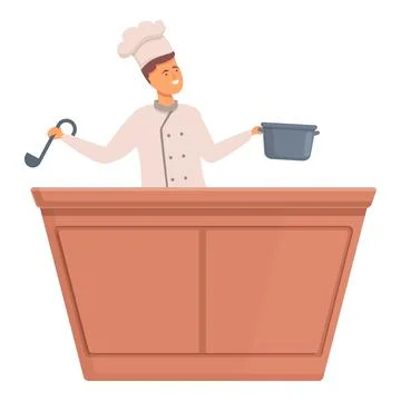 Cooking class icon cartoon vector. Online food Stock Illustration