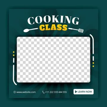 Cooking class for social media posts and ads templates. Ads for online course Stock Illustration