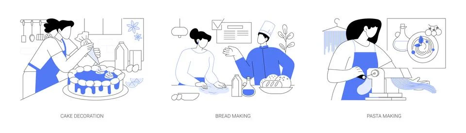Cooking classes isolated cartoon vector illustrations se Stock Illustration