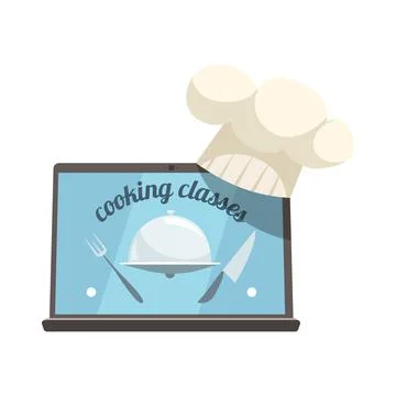Cooking Classes Laptop Composition Stock Illustration