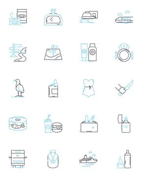 Cooking classes linear icons set. Culinary, Gourmet, Cuisine, Recipe Stock Illustration