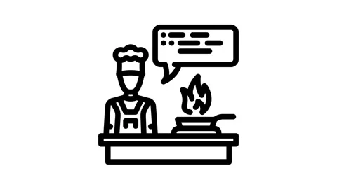 Cooking classes restaurant chef line icon animation Video stock 326754309