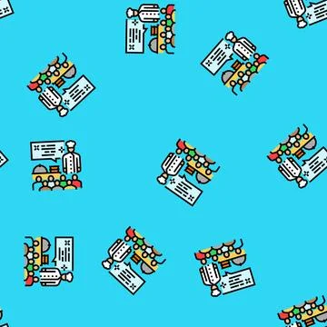 Cooking classes restaurant chef vector seamless pattern Stock Illustration