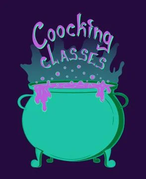 Cooking classes sticker for halloween design Stock Illustration