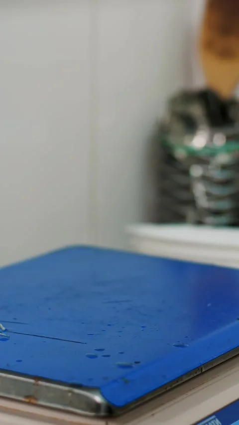Cooking. close-up. the cook, in protective gloves, puts vegetable salad into Stock Footage 321755037