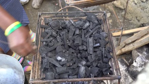 Cooking with Coal Stock Footage 75460457