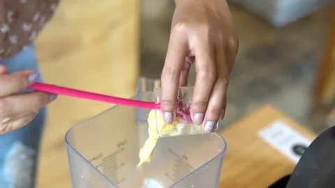 Cooking cold durian milkshake Stock Footage 76665354