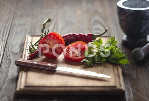 Cooking concept. vegetable on a cutting board. Stock Photos