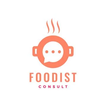 Cooking consulting bubble chat talk kitchen modern flat simple logo design .. Stock Illustration