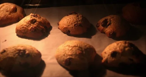 Cooking cookies in electric oven Timelapse Stock Footage