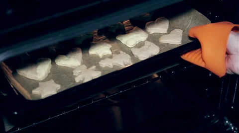Cooking cookies in the oven Stock Footage 60077684