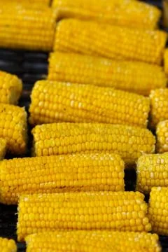 Cooking corn on the grill Stock Photos