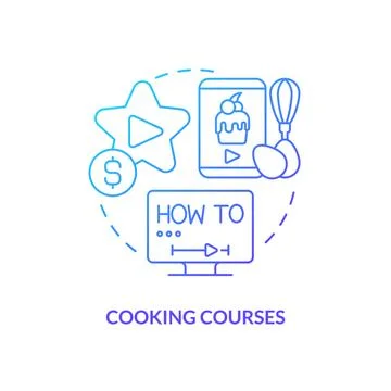 Cooking courses blue gradient concept icon Stock Illustration