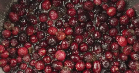 Cooking cranberry jam closeup Stock Footage 152446699