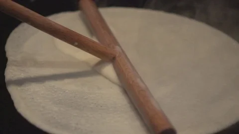 Cooking crepe slow motion Stock Footage 77584047