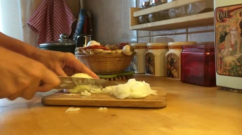 Cooking, cutting onions Stock Footage 67354818