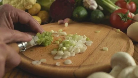 Cooking. Cutting onions Stock Footage 75967082