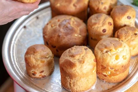Cooking delicious Easter cakes for Easter Stock Photos