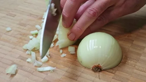 Cooking: Dicing onion Video stock 278348268