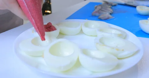 Cooking dishes from boiled eggs Video stock 145934187