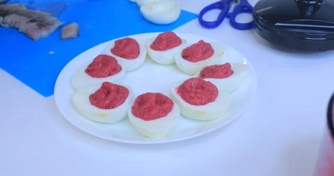 Cooking dishes from boiled eggs Video stock 145955986