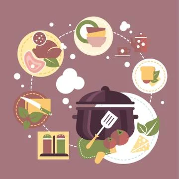 Cooking Dishes Vector Infographics Stock Illustration
