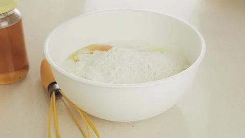 Cooking dough for pancakes Stock Footage 147171644