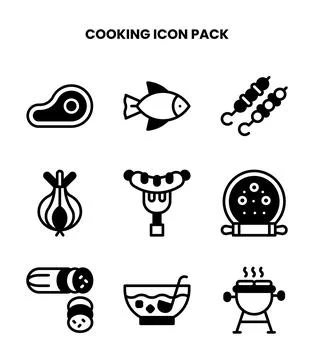 Cooking DuoTone Graphics Icons Pack Stock Illustration