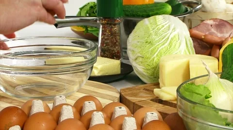 Cooking Egg Omelet Stock Footage 61824404