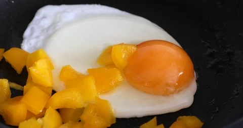 Cooking eggs in a frying pan for a breakfast Stock Footage 87169181