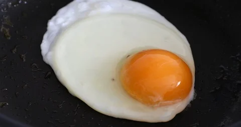 Cooking eggs in a frying pan for a breakfast Stock Footage 87169231