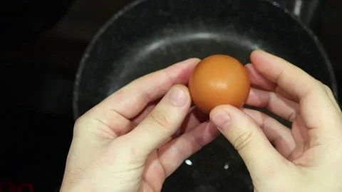 Cooking eggs in to pan Stock Footage 266989544