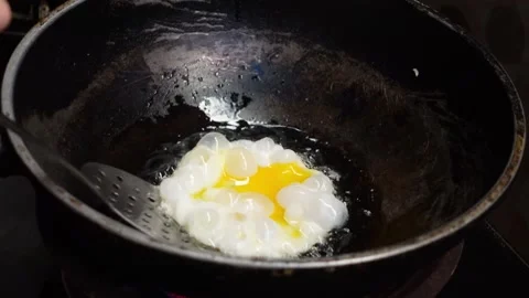 Cooking eggs on a pan using cooking oil Stock Footage 306666870