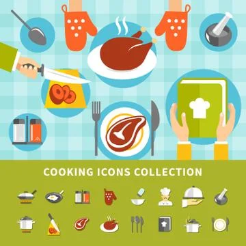 Cooking Elements Set 스톡 일러스트