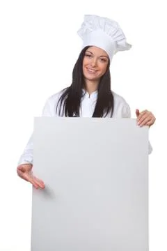 Cooking with an empty table as a menu Stock Photos
