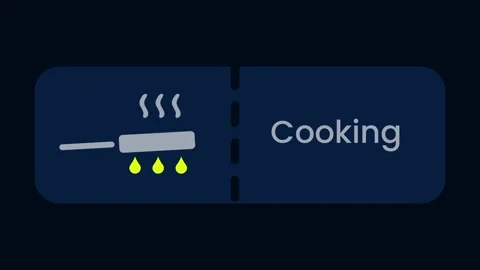 Cooking Feature Button with Steam Icon and Bold White Label Stock Footage 334471336