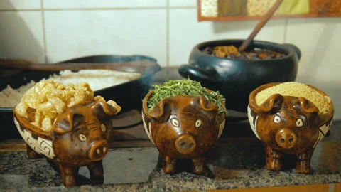 Cooking feijoada on a wood stove Stock Footage 163945367