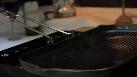 Cooking Fillet Steak on a Griddle Stock Footage 122361218