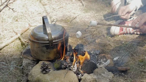 Cooking on fire 스톡 동영상 88719809