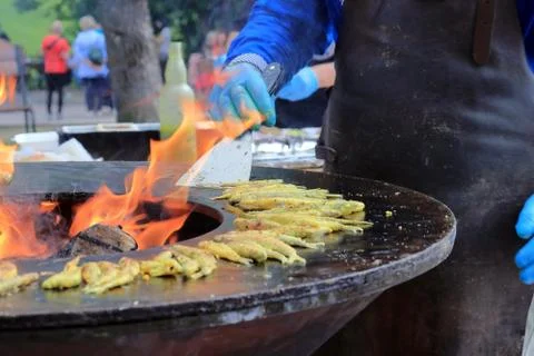 Cooking on fire Stock Photos